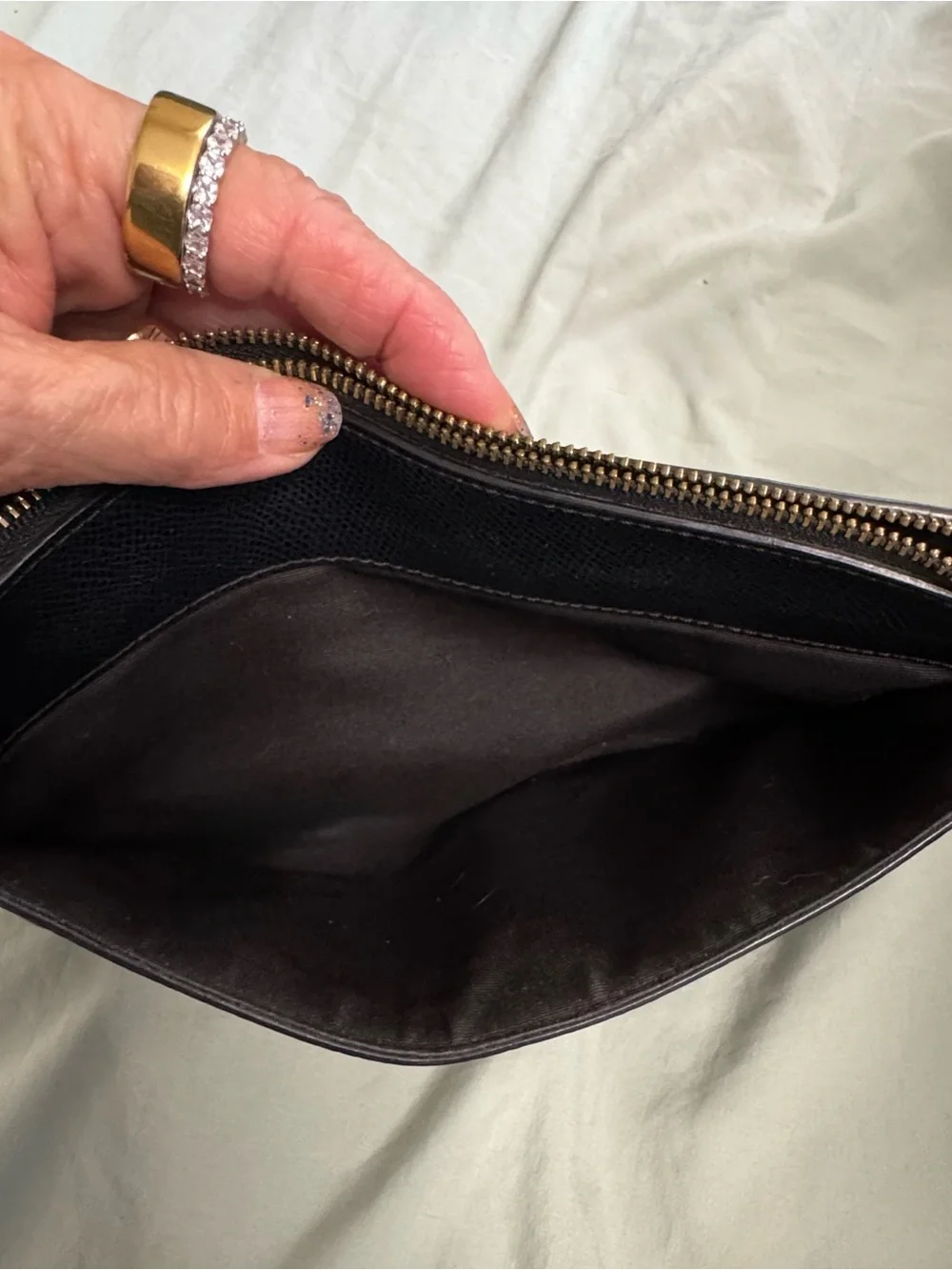 Coach Black Leather Wristlet Clutch